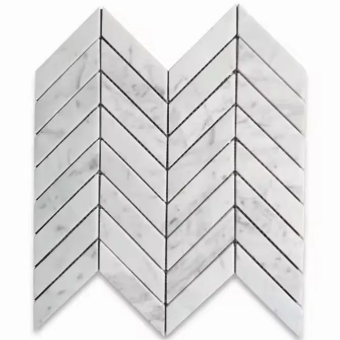 Carrara Marble Fishbone Mosaic