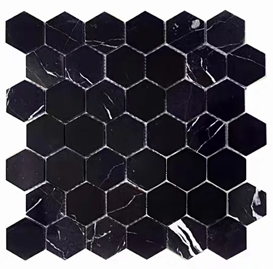 Black Mable Hexagon Mosaic